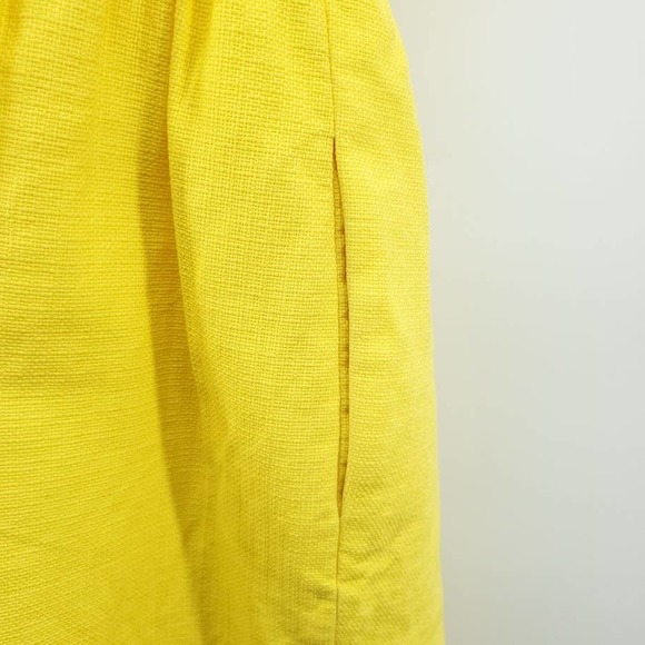 J Crew Factory Yellow Canary Textured Cotton Dress Pockets Lined 2 - Picture 6 of 14